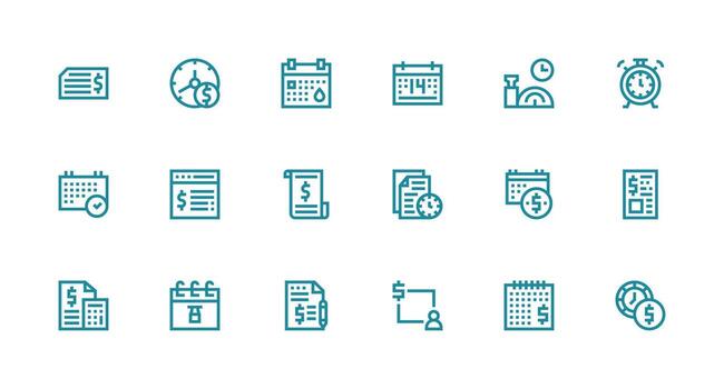 18 Strong Stroke Line Icons for Due Graphics Clean Icon Set Icon Pack for UI Projects vector