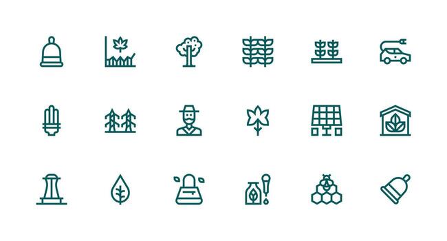 Sustainable Visual Pack containing 18 Strong Stroke Line Icons Clean Icon Set Icon Pack for UI Projects vector