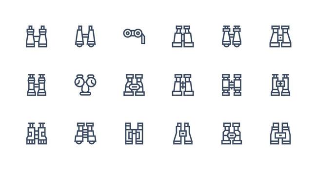 18 Icons for Spotting Scope in Strong Stroke Line Format Scalable Icons for Cross-Platform Interfaces vector