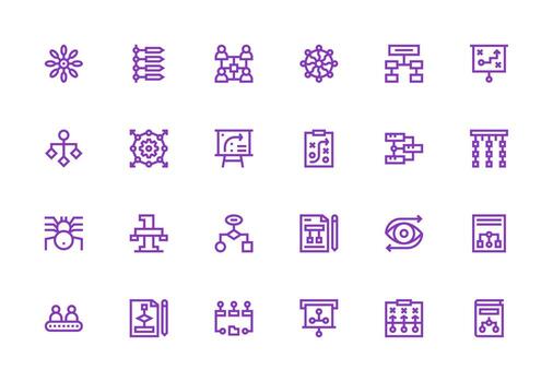 24 Thick Line Line Vectors for Flowchart Theme Core Icon Collection for Daily Tasks