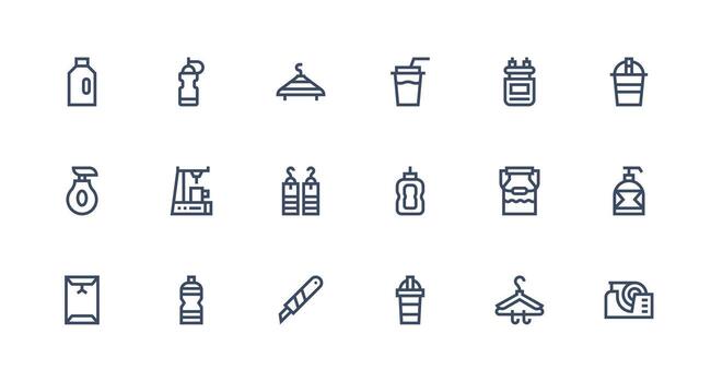18 Strong Stroke Line Vectors for Plastic Theme Interface Icons for Daily Use