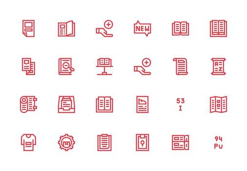 catalogar icono conjunto con 24 grueso línea línea gráficos estilo icono conjunto vector