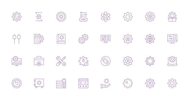 32 Thin Line Icons for Configuration Graphics Interface Icons for Daily Use vector