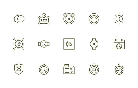 15 Icons for Timer in Regular Line Format Smart Icon Collection vector