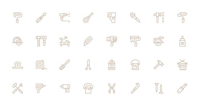 32 Diy Icons in Thin Line Aesthetic Complete Icon Set for Mobile Apps vector