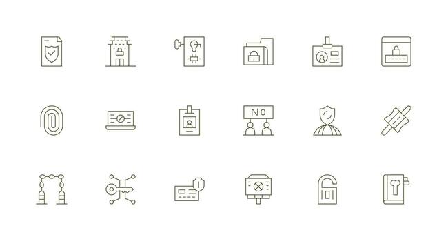 Access Control Icon Collection with 18 Minimal Line Designs Functional Icon Series vector