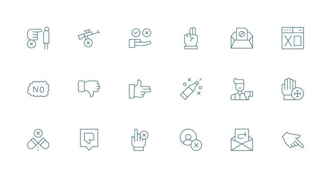 Minimal Line Icons from Reject Set with 18 Vectors Icon Pack