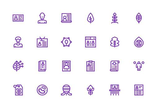 grueso línea línea estilo bio íconos con 24 vectores sensible icono conjunto para flexible diseños