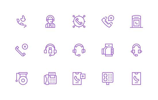 15 Call Icons in Regular Line Aesthetic Icon Set vector