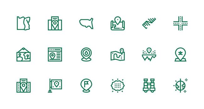 Strong Stroke Line Icons from Geographical Set with 18 Vectors Interface Icon Collection for Daily Projects