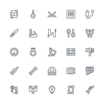 instrumento presentando 25 íconos en medio carrera contorno diseño bien estructurado íconos para creativo utilizar vector