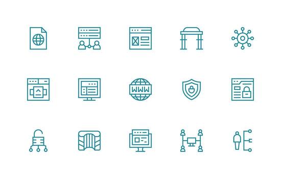 15 Regular Line Icons for Portal Graphics Full Icon Library for UI Designers vector