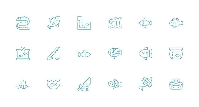 18 Minimal Line Designs for Fish Icons Interface Icon Collection vector