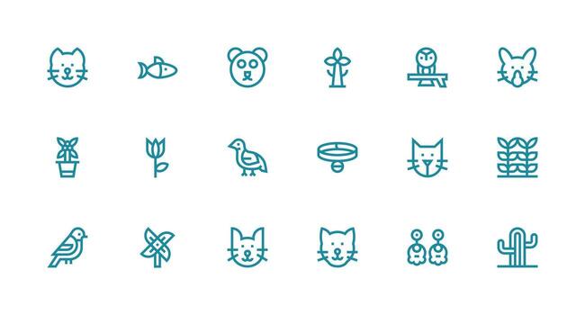 18 Strong Stroke Line Vectors for Simple Design Theme Style Icon Set