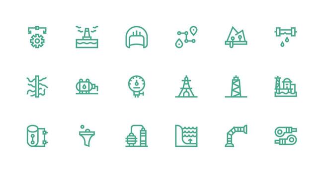 Pipeline featuring 18 Icons in Strong Stroke Line Design Editable Icon Collection vector