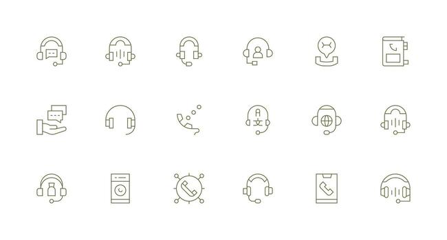 Hotline Icon Set with 18 Minimal Line Graphics Reusable Icon Set vector
