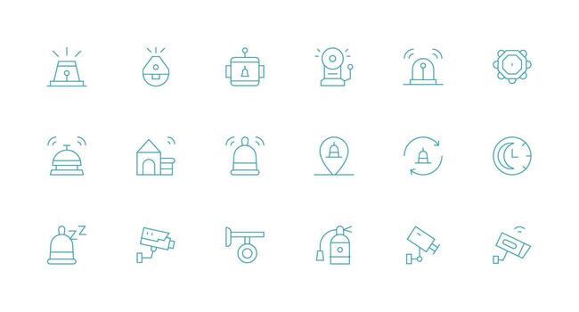 Alarm including 18 Minimal Line Illustrations Scalable Icons for Cross-Platform Interfaces vector