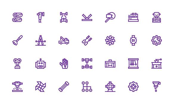 28 Bold Line Icons for Mechanical Graphics Optimized Icon Pack for Digital Products vector