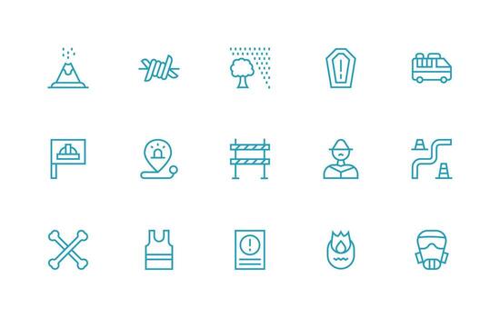 Hazard Visual Pack containing 15 Regular Line Icons App Icon Pack vector