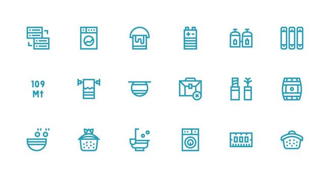 Capacity Icon Collection with 18 Strong Stroke Line Designs Multi-Purpose Icon Set vector