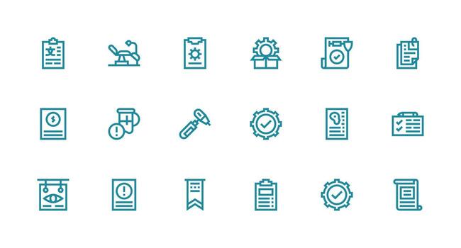 18 Icons for Procedure in Strong Stroke Line Format Detailed Icon Collection for Design Systems vector