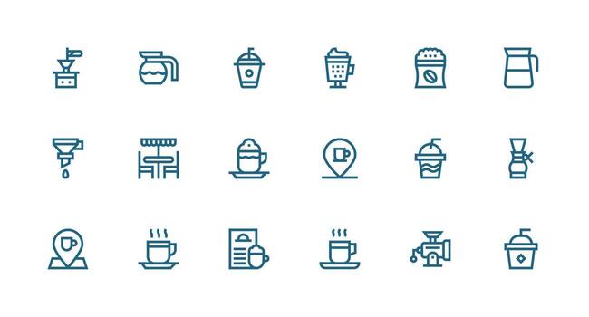 Strong Stroke Line Icons from Coffee Set with 18 Vectors Modern Line and Glyph Icon Series