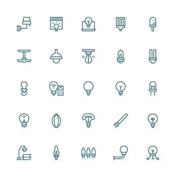 25 Medium Stroke Outline Style Icons from Bulb Collection Well-Structured Icons for Creative Use vector