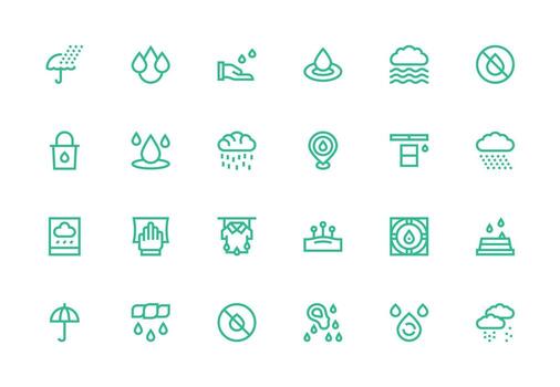 Thick Line Line Style Moisture Icons with 24 Vectors Scalable Icons for All Themes