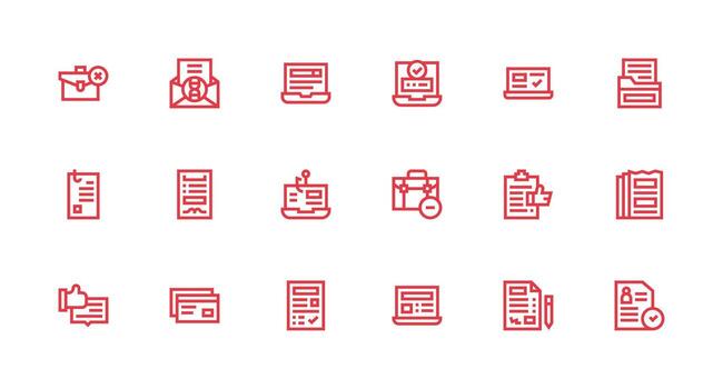 Submission Icon Set with 18 Strong Stroke Line Graphics Pixel Perfect Icons for Modern Apps vector