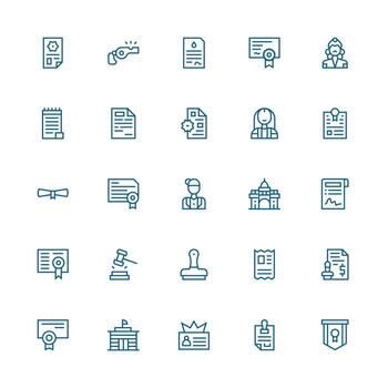 Official Icon Set with 25 Medium Stroke Outline Graphics User Interface Icons for Digital Products vector