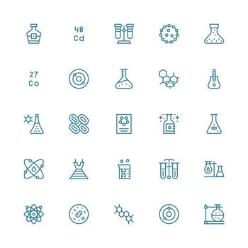 25 Medium Stroke Outline Style Icons from Compound Collection Essential Icons for Rapid UI Building vector