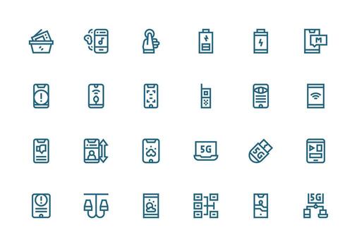 24 Icons for Smartphone in Thick Line Line Format Neutral Style Icons for Any Project vector