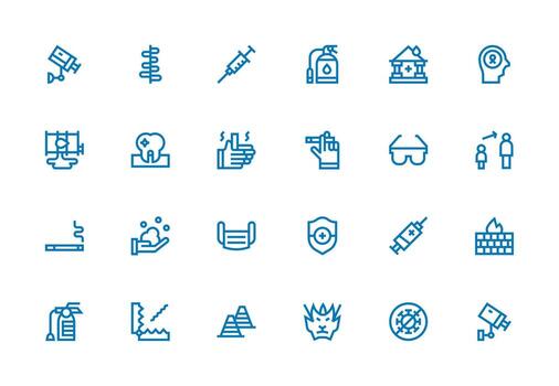 Prevention including 24 Thick Line Line Illustrations Essential Icons for Rapid UI Building vector