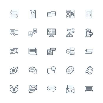 25 Medium Stroke Outline Style Icons from Feedback Form Collection General Use Icon Pack vector
