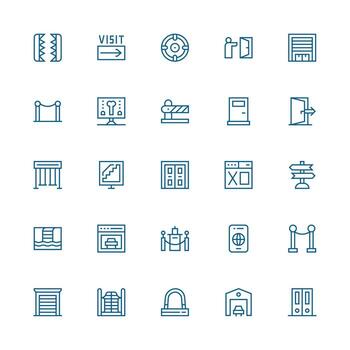 25 Medium Stroke Outline Icons for Exit Graphics Simplified Icon Pack for Visual Tools vector