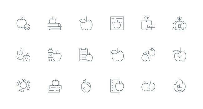 Minimal Line Style Apple Icons with 18 Vectors Professional Icon Set