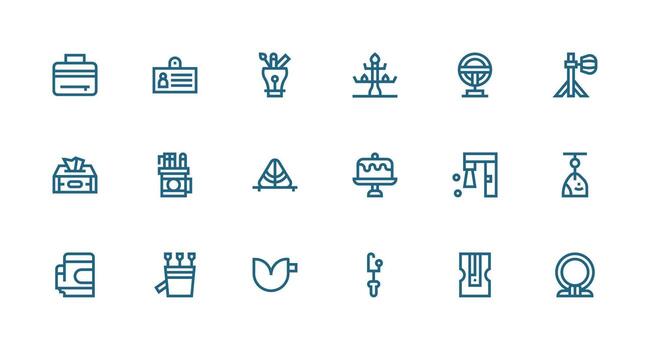 Holder Visual Pack containing 18 Strong Stroke Line Icons Clear and Concise Icon Set Collection vector