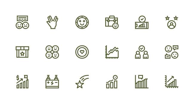 Positive featuring 18 Icons in Strong Stroke Line Design Clean Icon Set Icon Pack for UI Projects vector