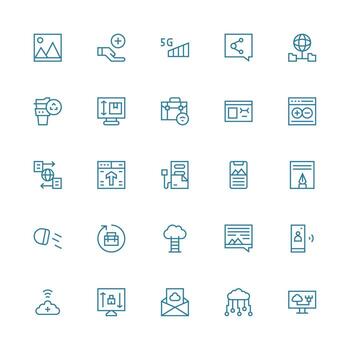 25 Medium Stroke Outline Icons for Upload Graphics Neatly Designed Icons for Web Platforms vector