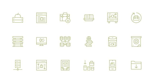 nube almacenamiento conjunto con 18 mínimo línea íconos organizado paquete para proyecto bienes vector