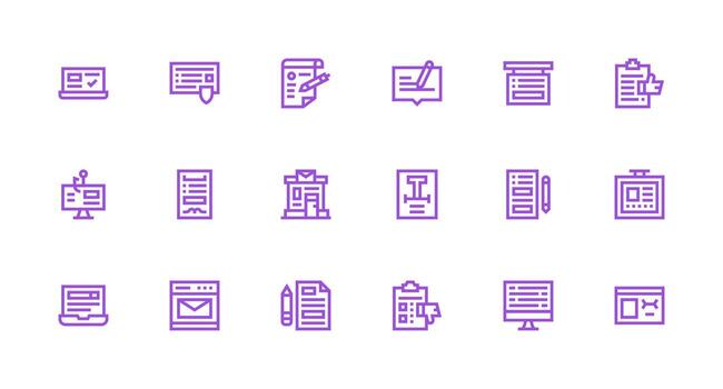 Strong Stroke Line Style Online Form Icons with 18 Vectors Line Icon Collection