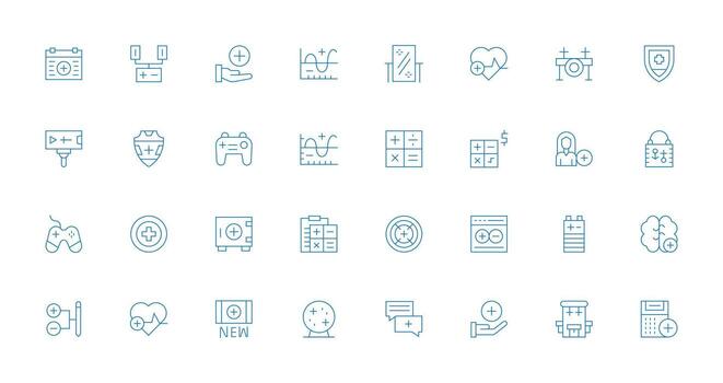 32 Thin Line Icons for Plus Graphics Organized Icon Pack for Quick Access vector
