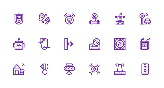 Sensor featuring 18 Icons in Strong Stroke Line Design Icon Pack for Various Themes vector