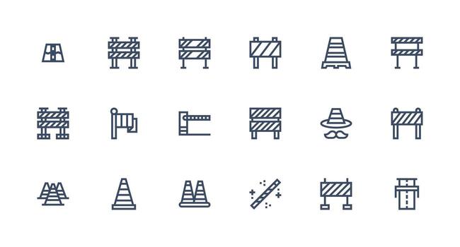 fuerte carrera línea estilo palabra clave sin nombre íconos con 18 vectores básico icono serie