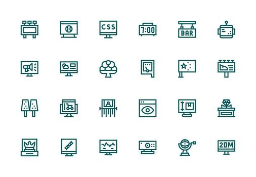 Thick Line Line Icons from Display Set with 24 Vectors Icons Built for Visual Consistency Pack