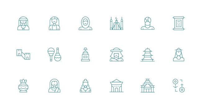 18 Minimal Line Style Icons from Cultural Collection Display Icon Pack vector