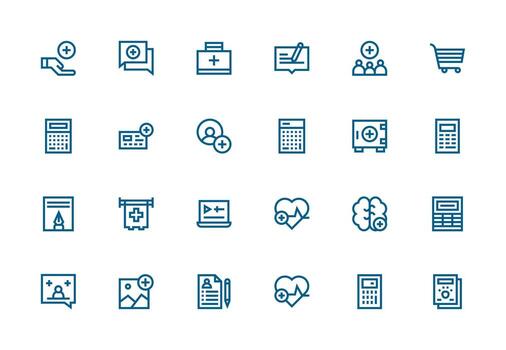 Thick Line Line Style Add Icons with 24 Vectors Modern Line and Glyph Icon Series
