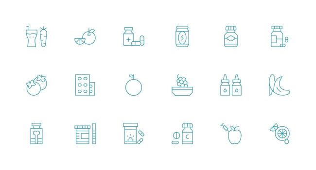 18 Minimal Line Style Icons from Vitamin Collection Icon Set for Web vector