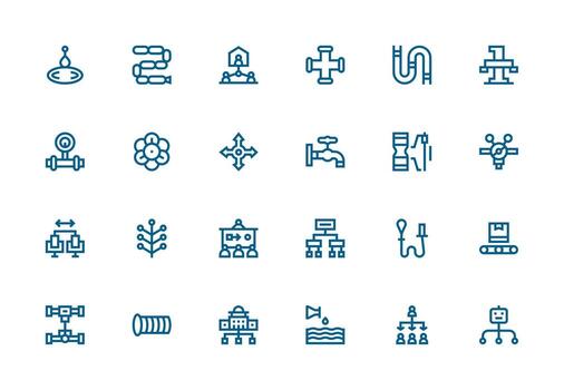 24 grueso línea línea estilo íconos desde fluir colección compacto icono conjunto vector