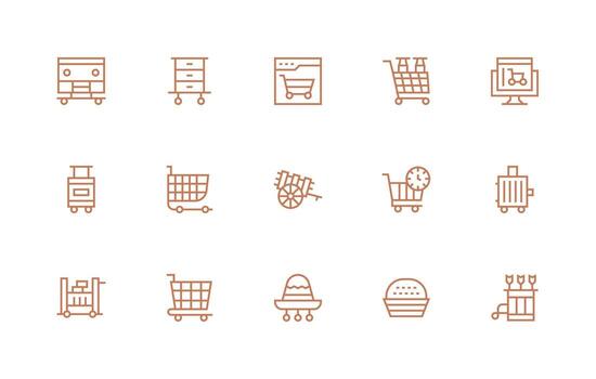 Cart Visual Pack containing 15 Regular Line Icons Clean Icon Set Icon Pack for UI Projects vector